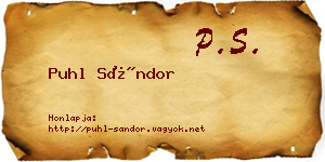 Puhl Sándor névjegykártya