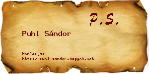 Puhl Sándor névjegykártya